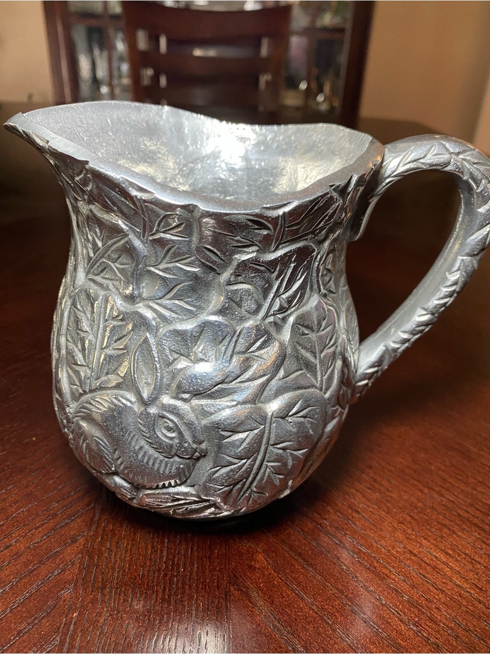 CBK, LTD. Handcrafted Silver-Tone Rabbit Embossed Decorative Pitcher